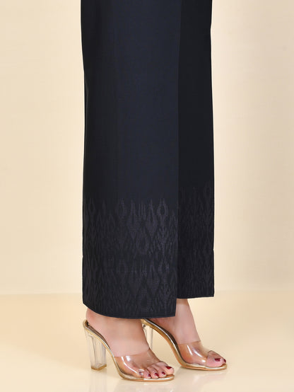 Embroidered Winter Cotton Pants - Charcoal