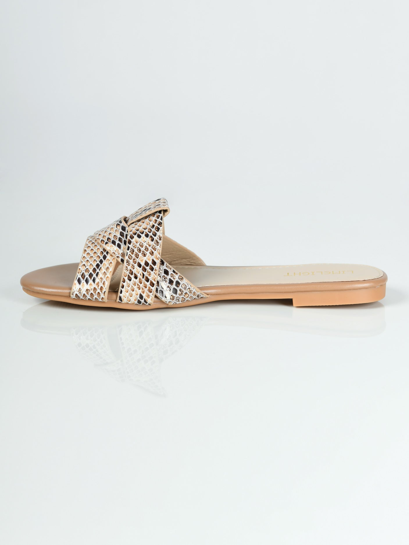 Textured Flat Sandals - Beige
