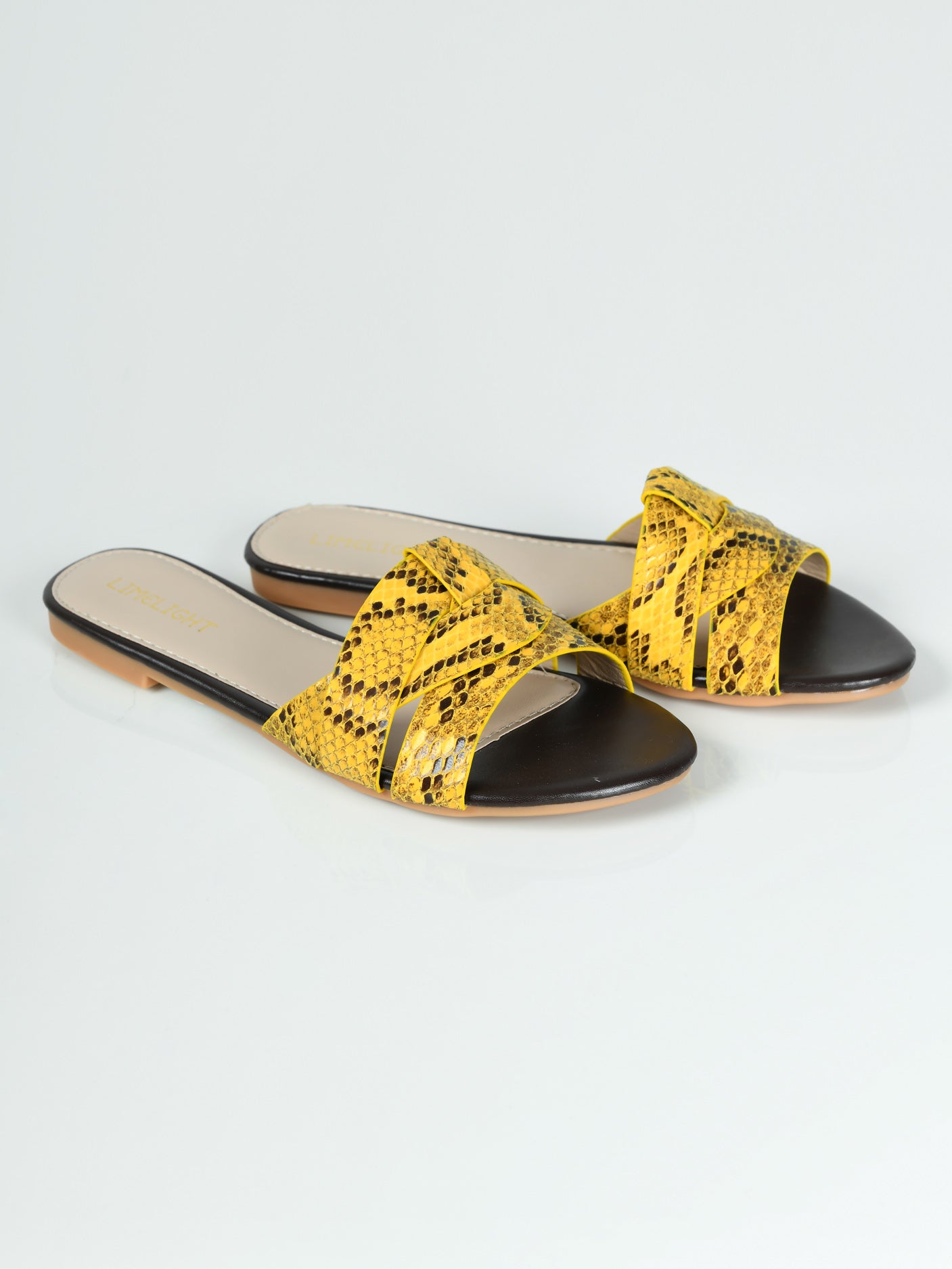 Textured Flat Sandals - Yellow