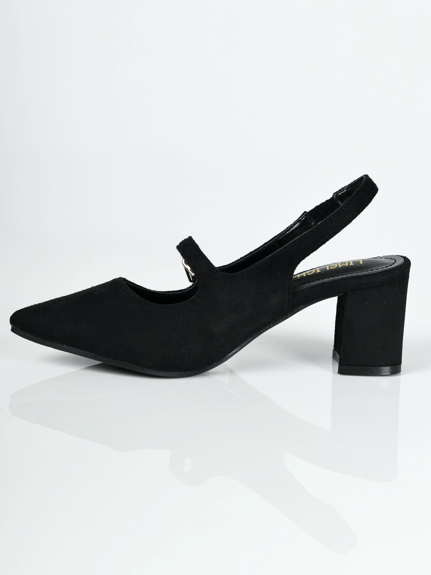 Pointed Suede Heels - Black
