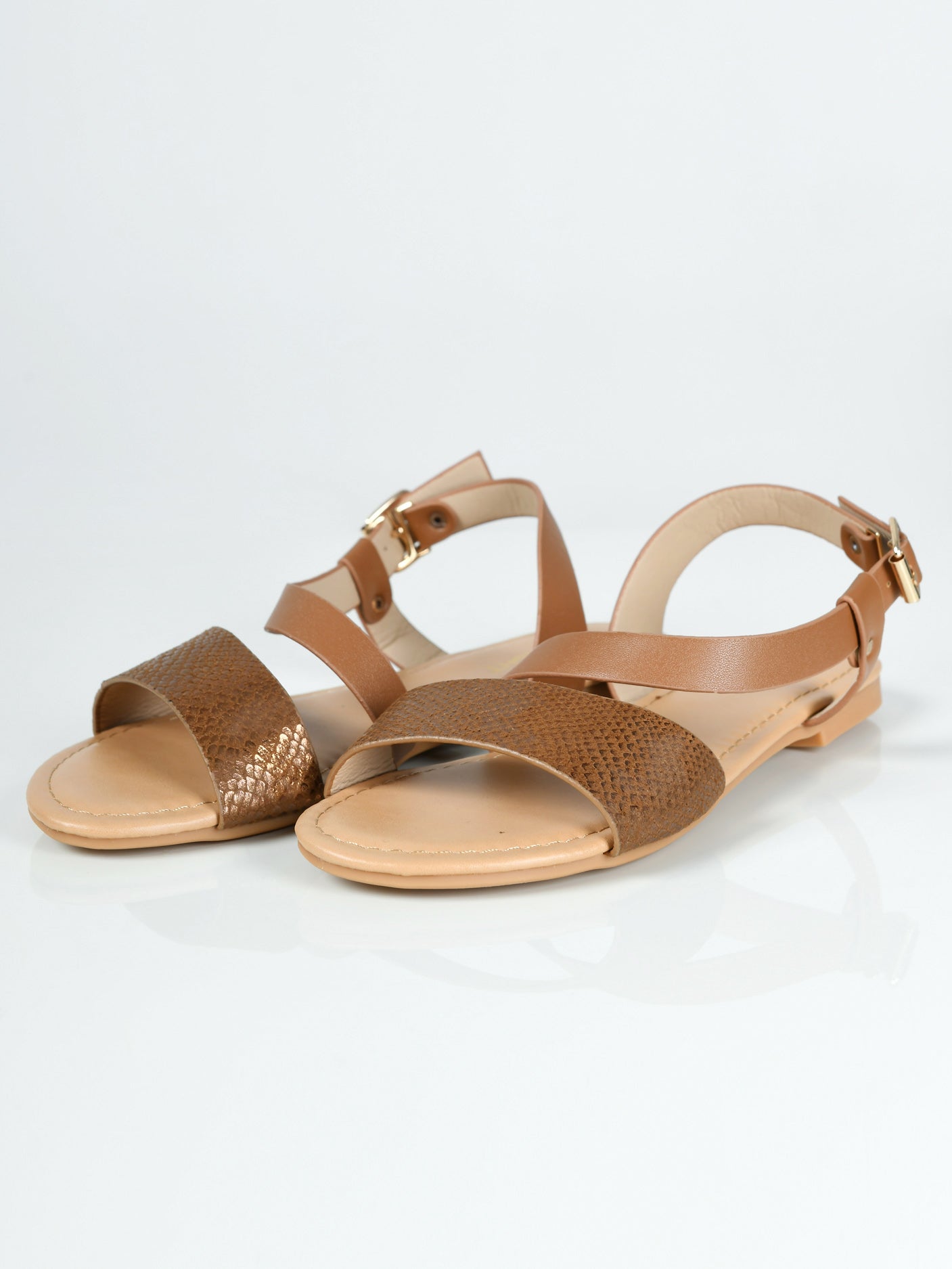 Textured Sandals - Brown