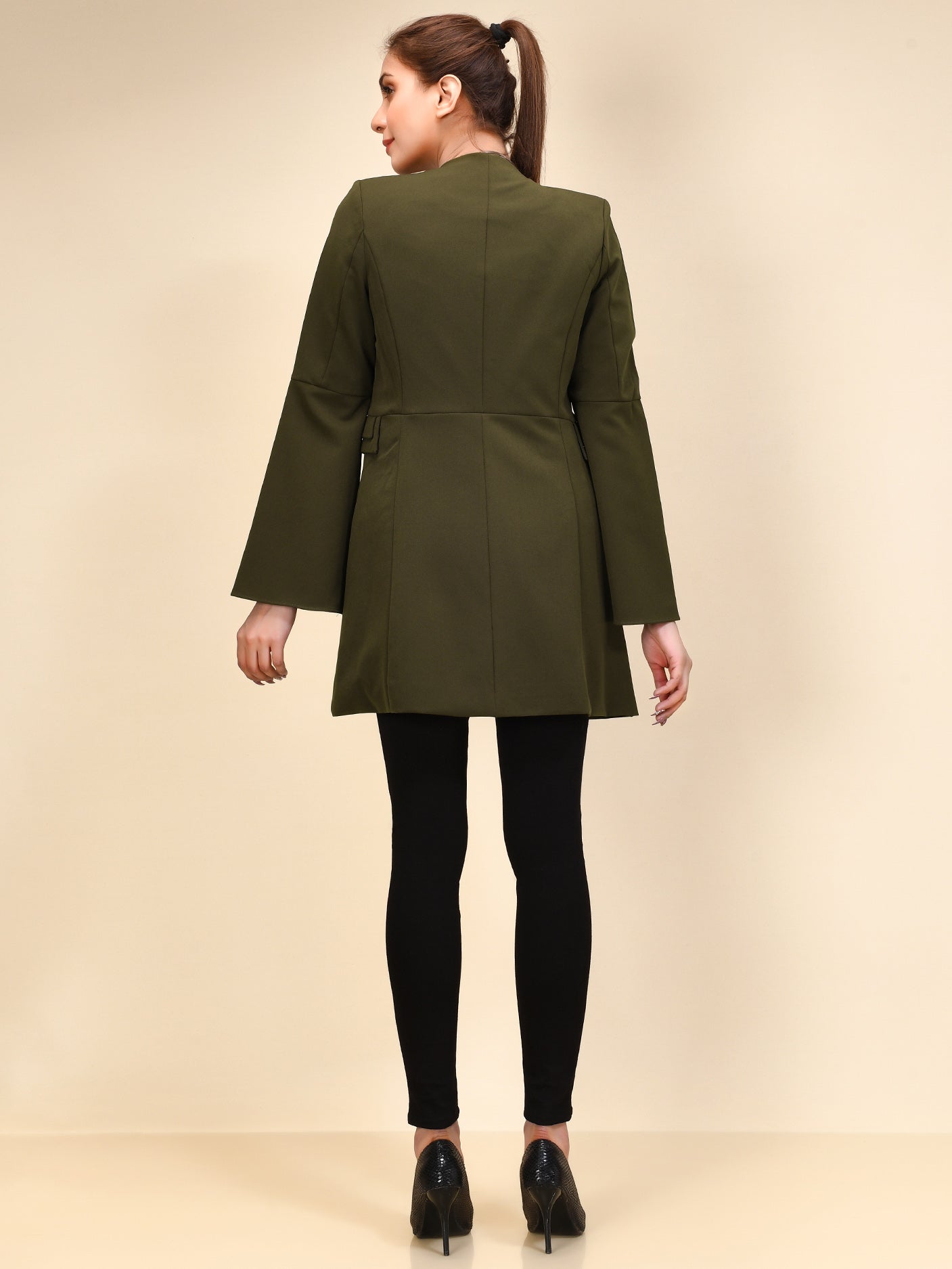Bell Sleeved Coat - Army Green