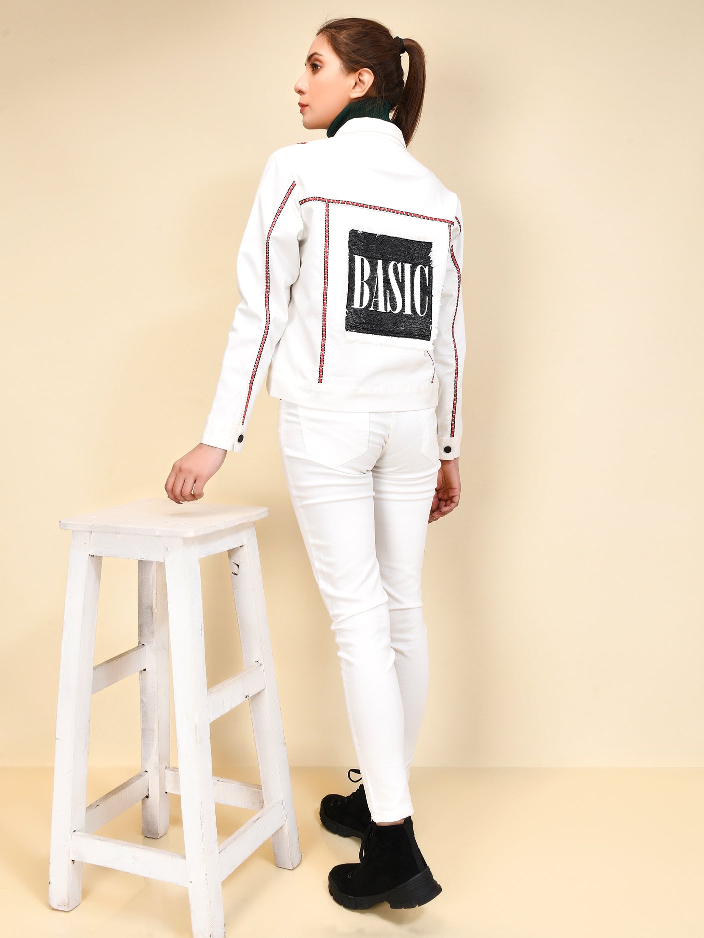 Embroidered Denim Jacket - White