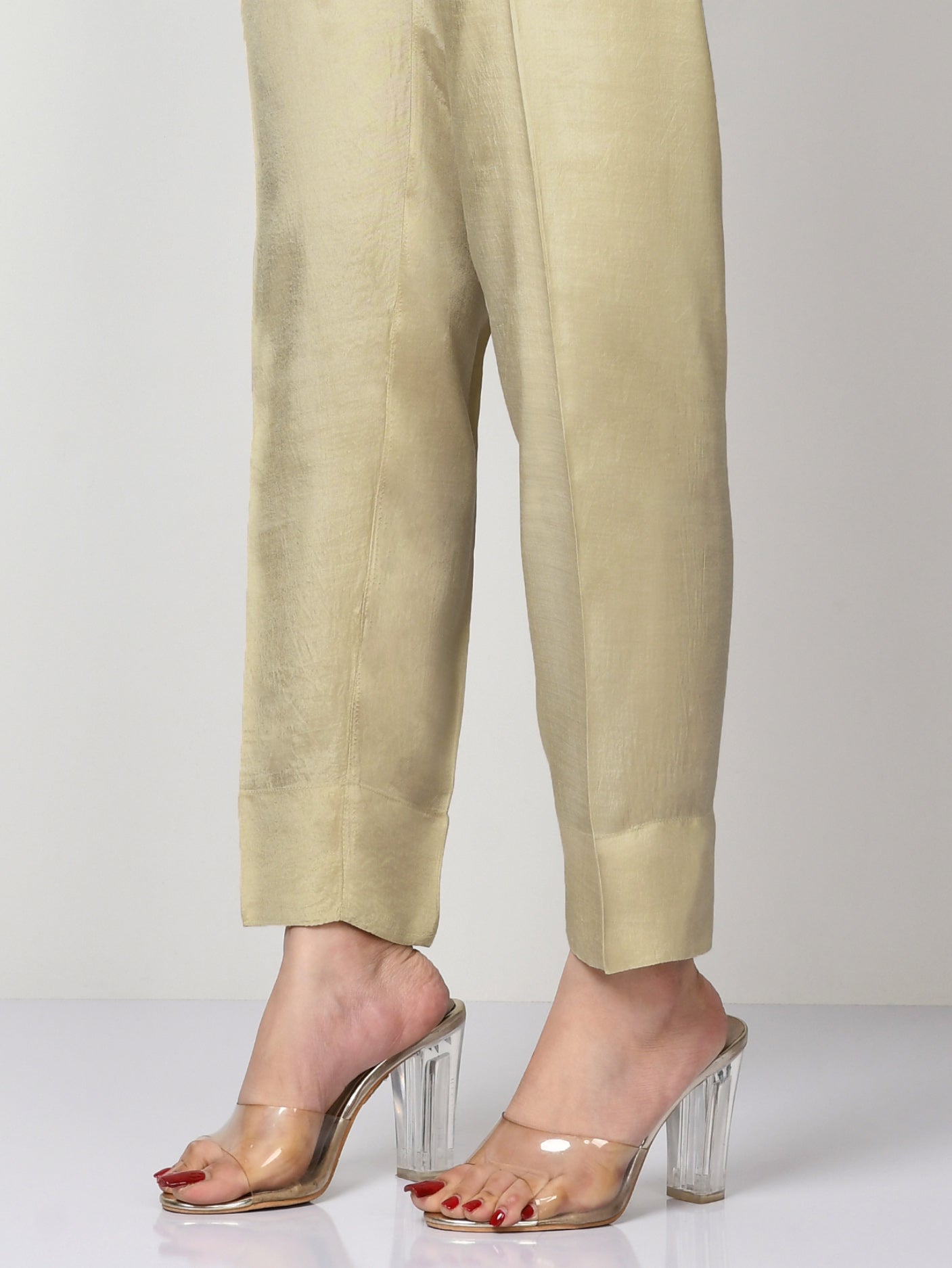 Silk Straight Trouser - Dark Beige