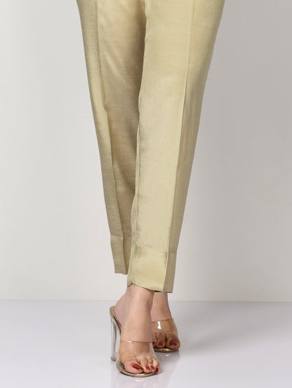 Silk Straight Trouser - Dark Beige