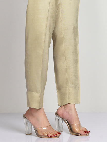 Silk Straight Trouser - Dark Beige