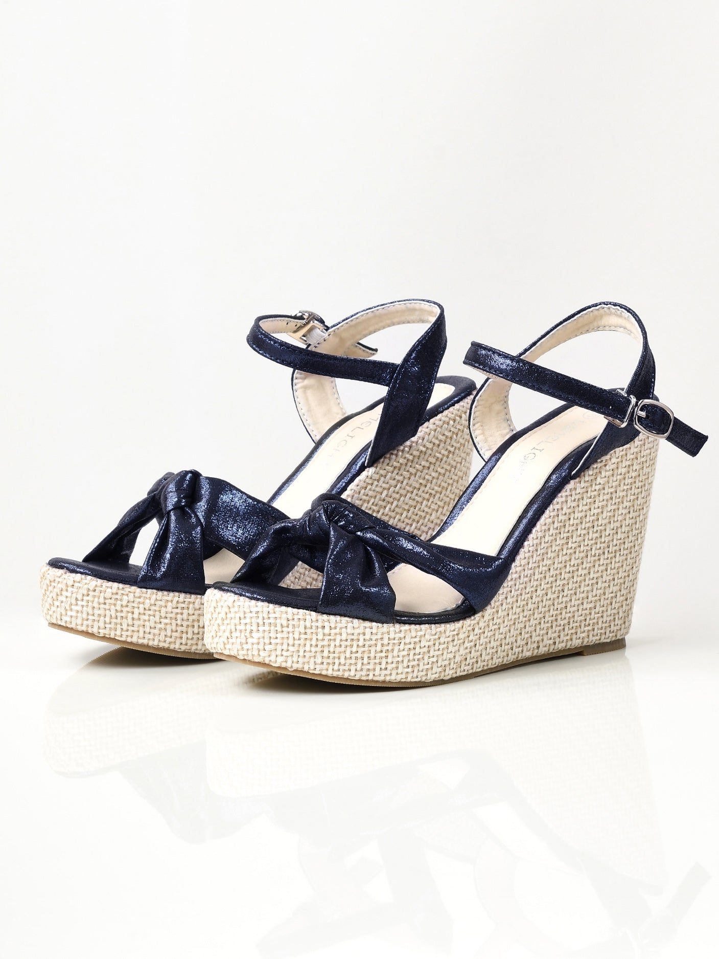 Shiny Knotted Wedges - Blue