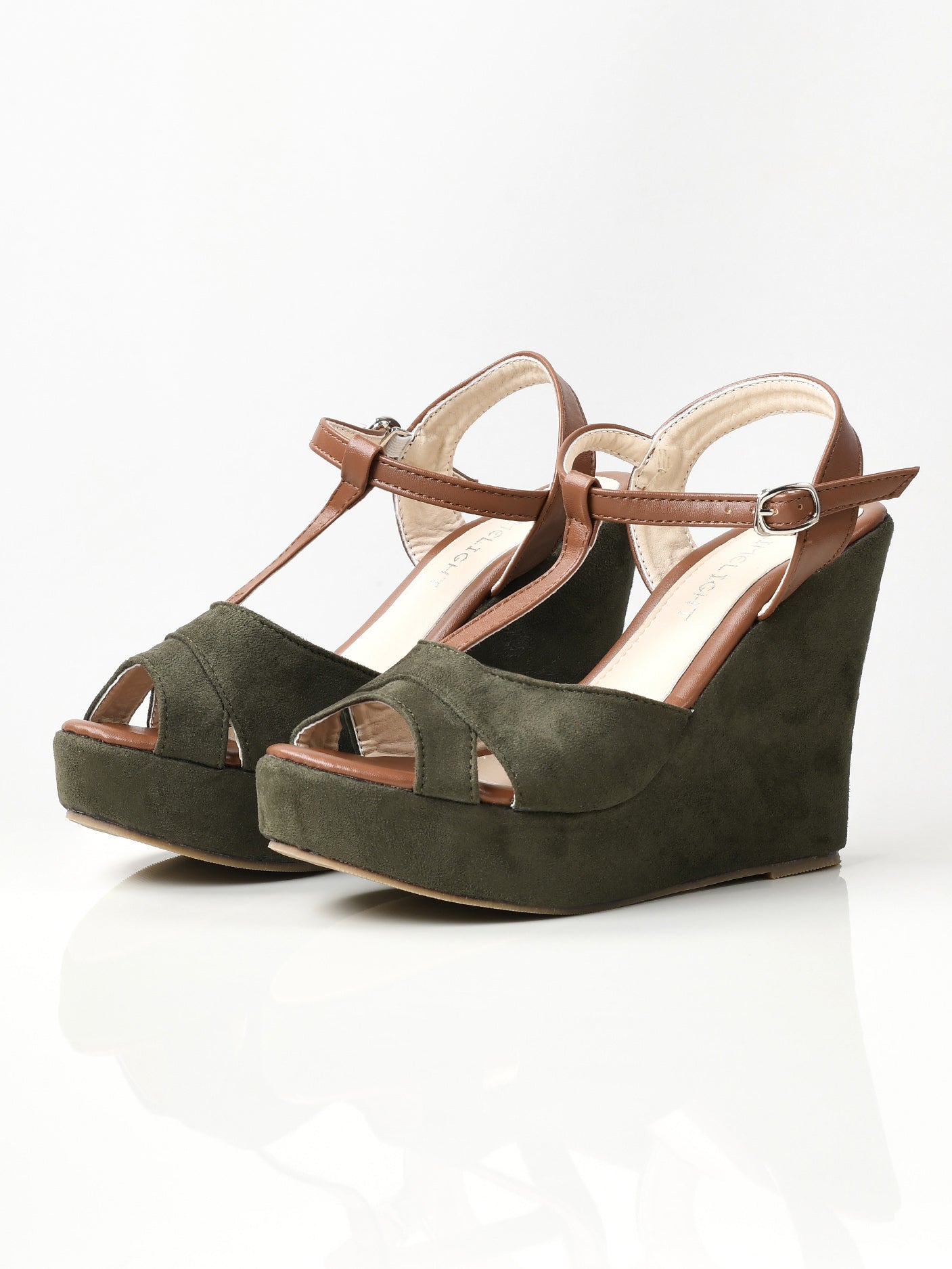 Suede Wedges - Army Green