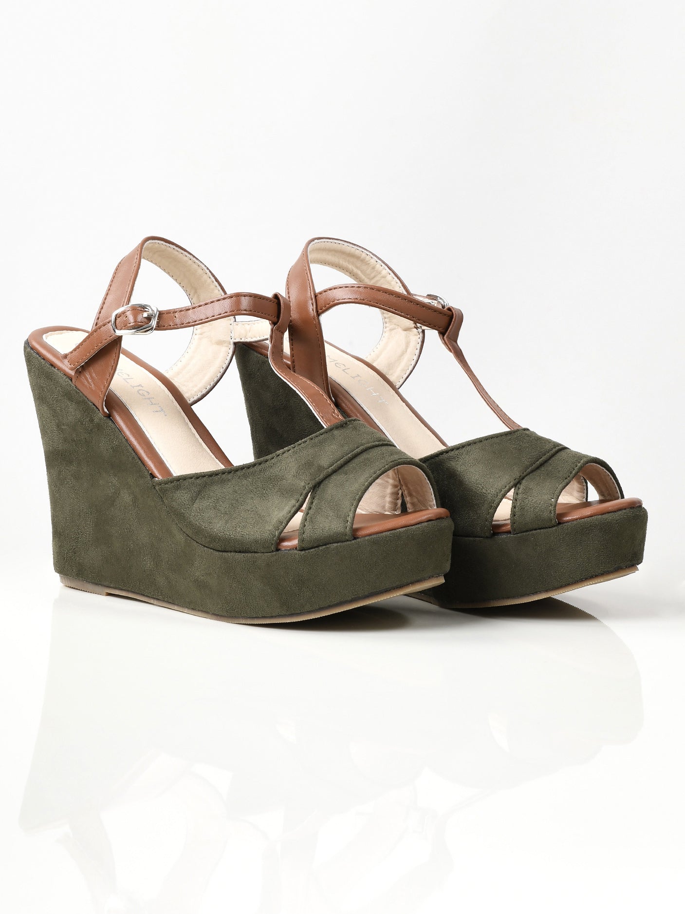 Suede Wedges - Army Green