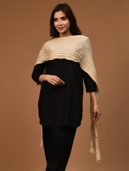 Crushed Dupatta - Beige