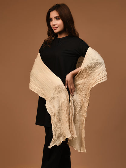 Crushed Dupatta - Beige