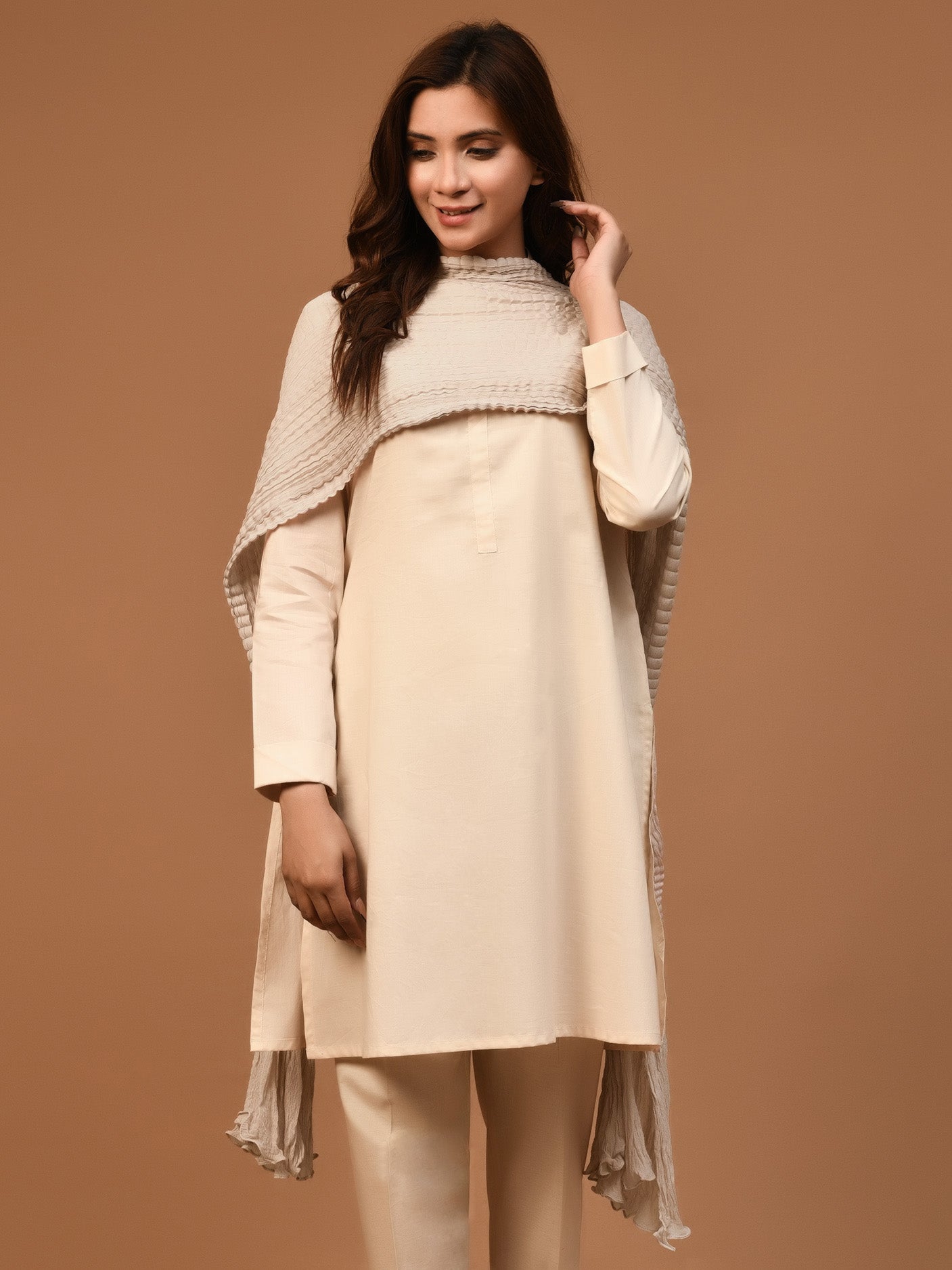 Crushed Dupatta - Light Pink