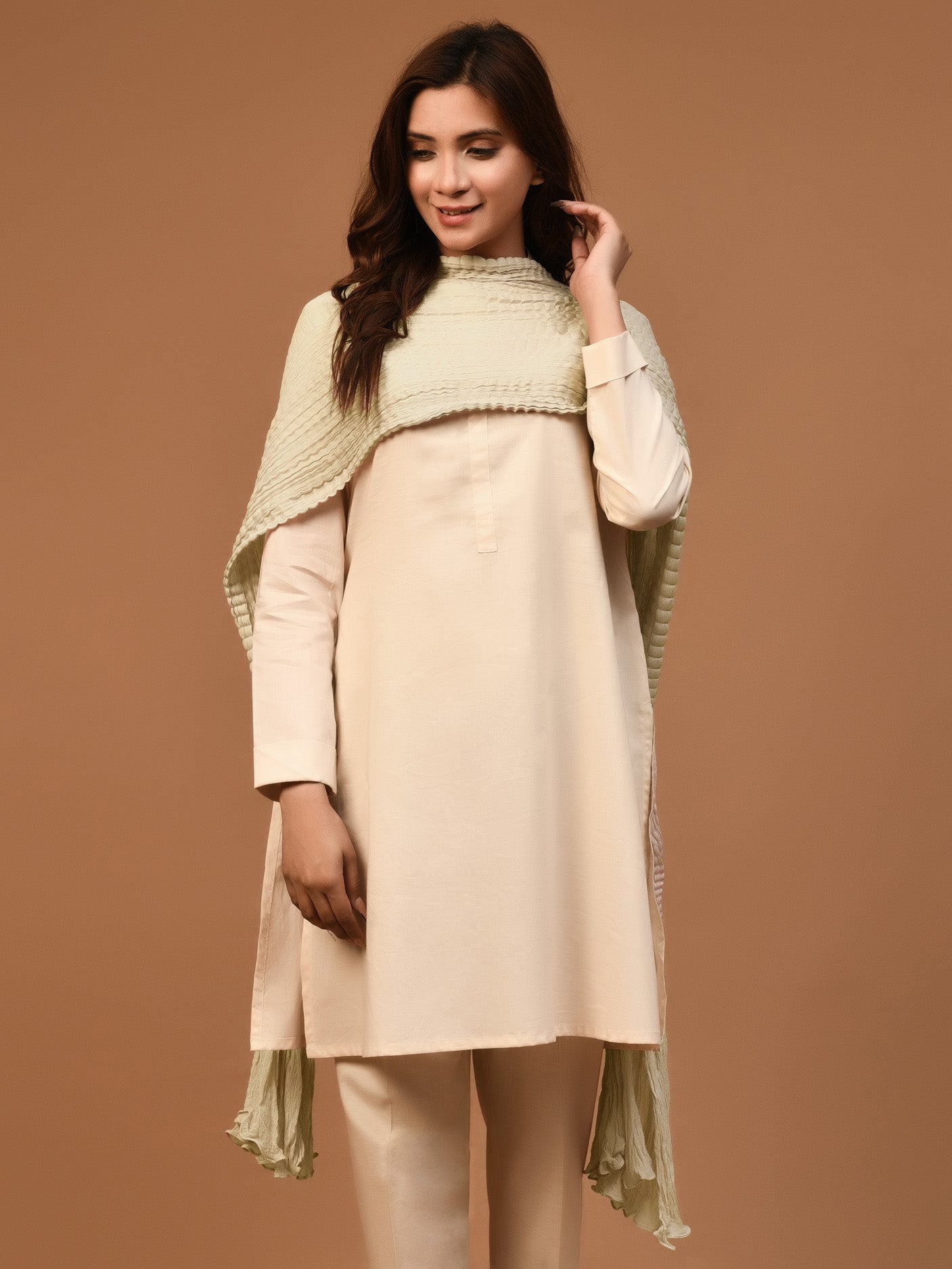 Crushed Dupatta - Lemon Yellow