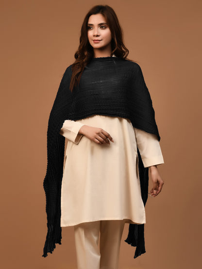 Crushed Dupatta - Black