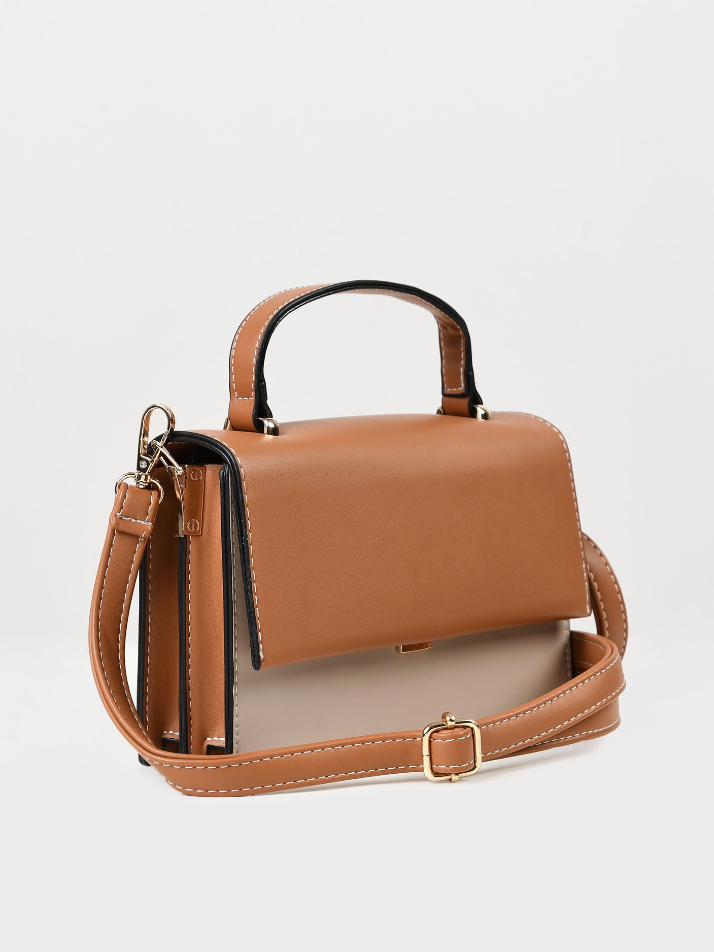Rectangular Two Toned Handbag