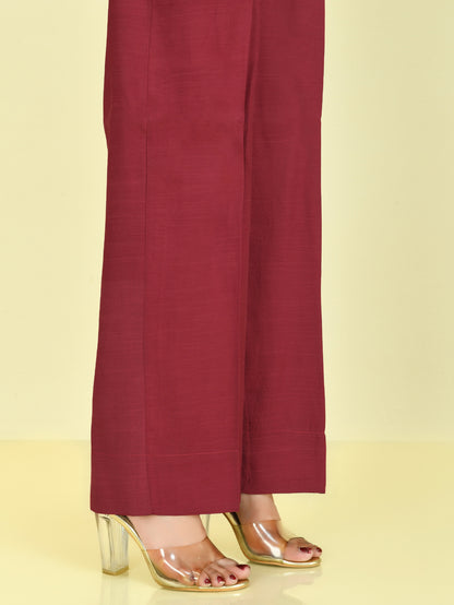 Raw Silk Pants - Maroon