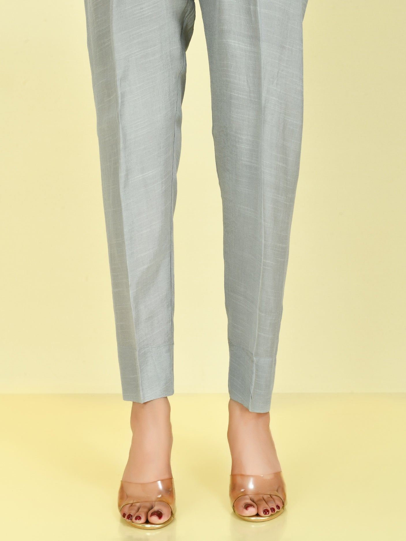 Raw Silk Trouser - Grey