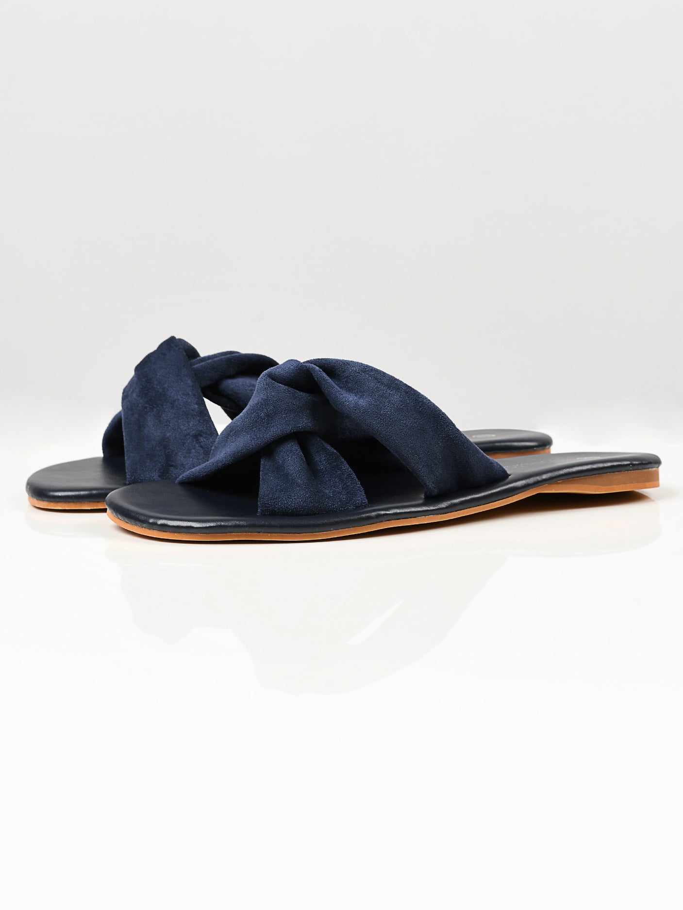 Knotted Suede Flats - Blue