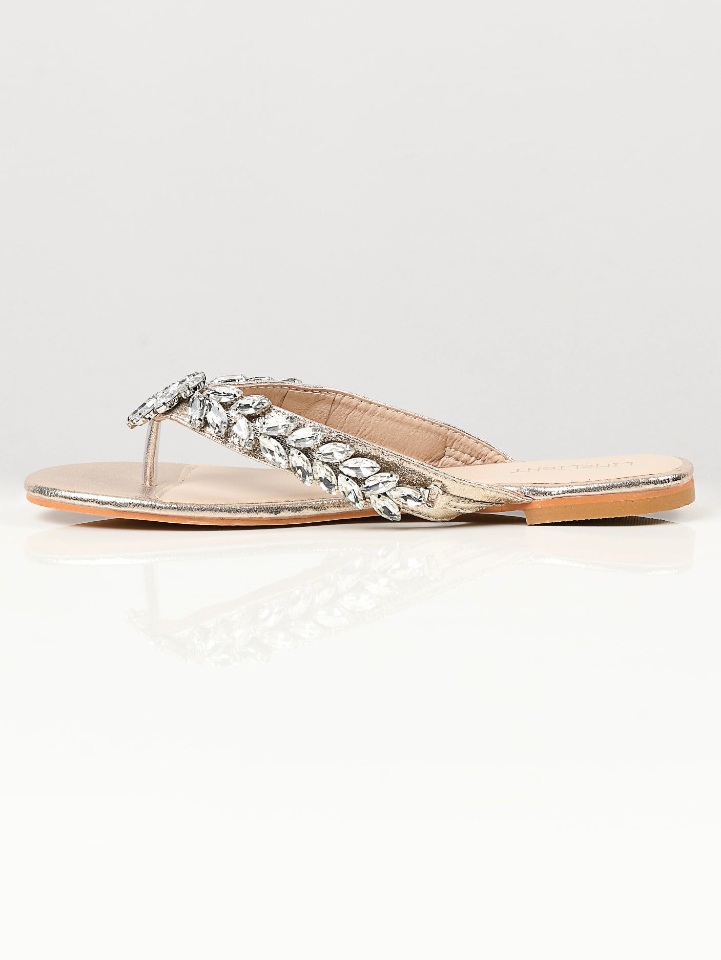 Stone Studded Sandals - Gold