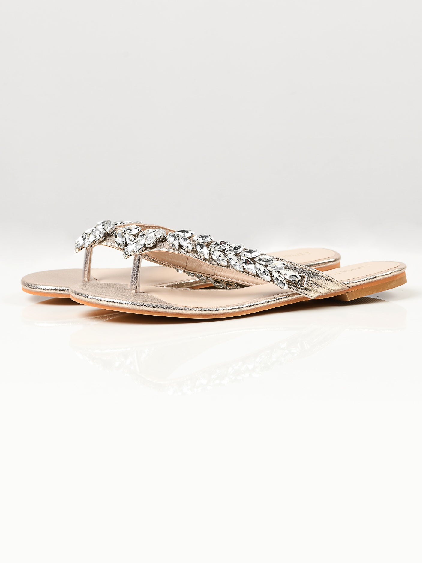 Stone Studded Sandals - Gold
