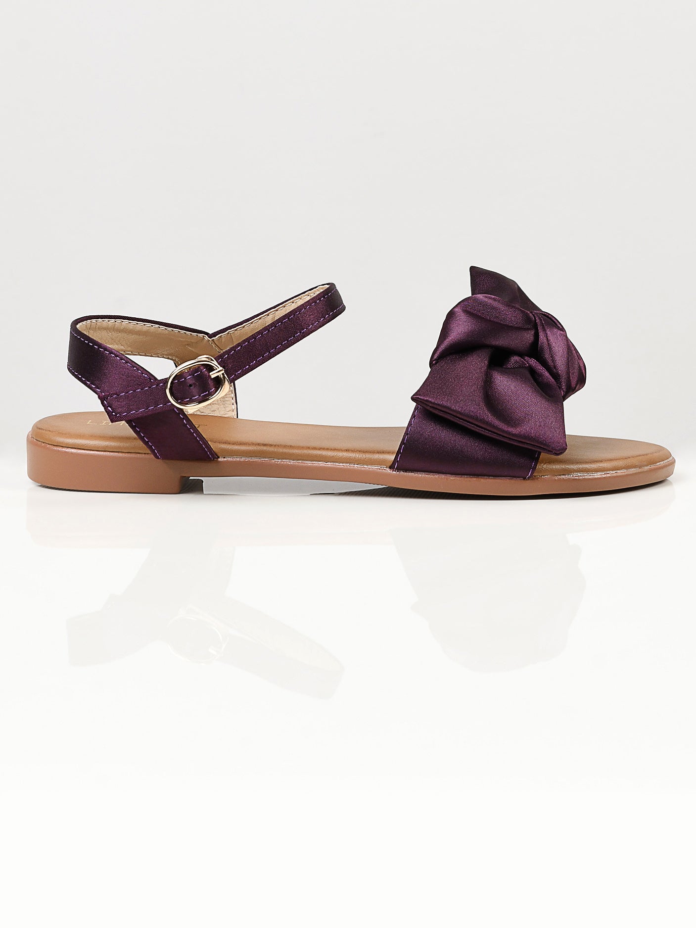 Satin Bow Sandals - Purple