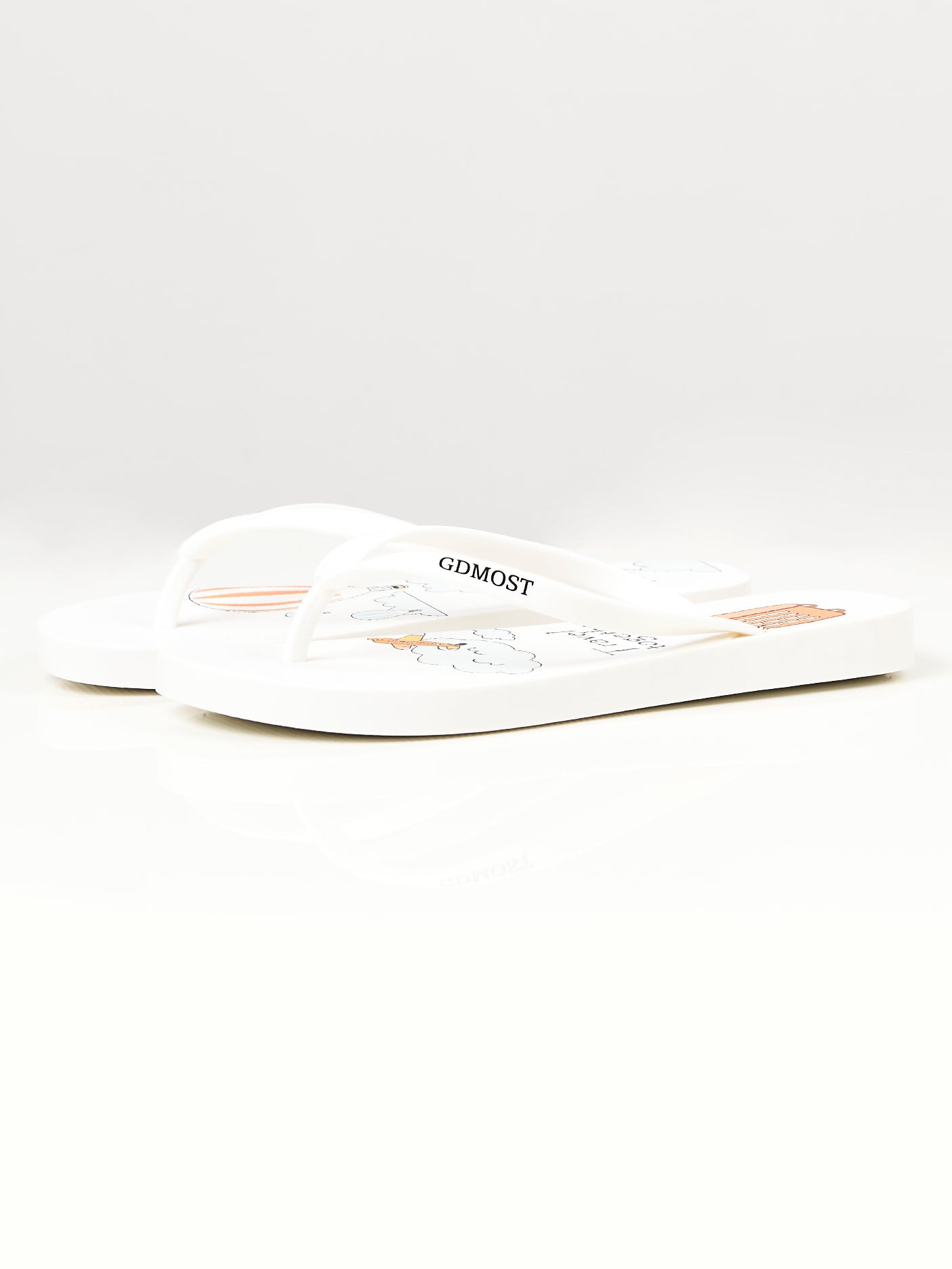 Printed Flip Flops - White