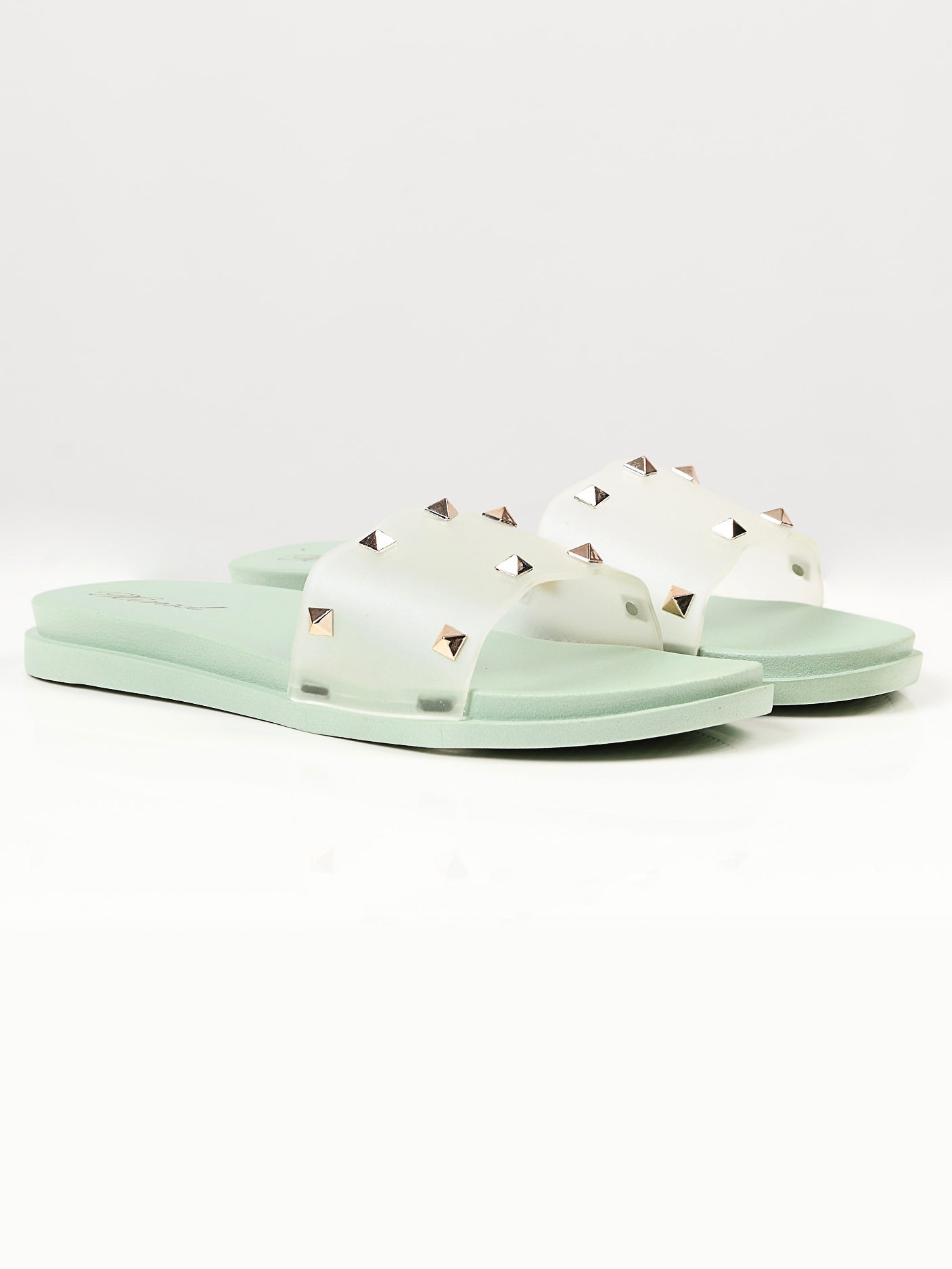 Studded Slide Slippers - Green