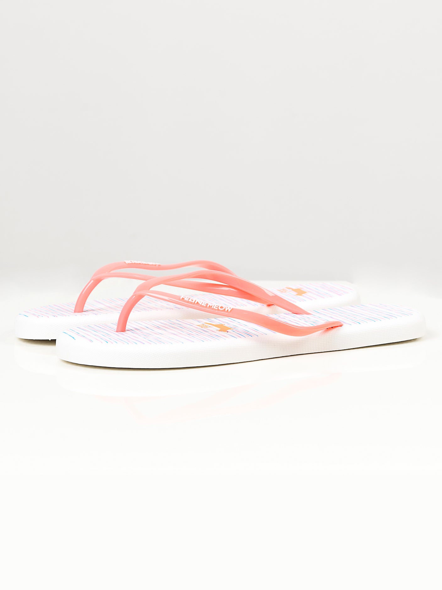 Printed Flip Flops -  White and Peach
