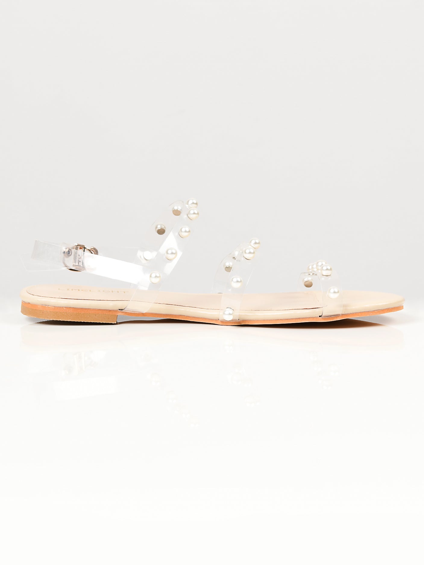 Pearl Studded Sandals - Beige