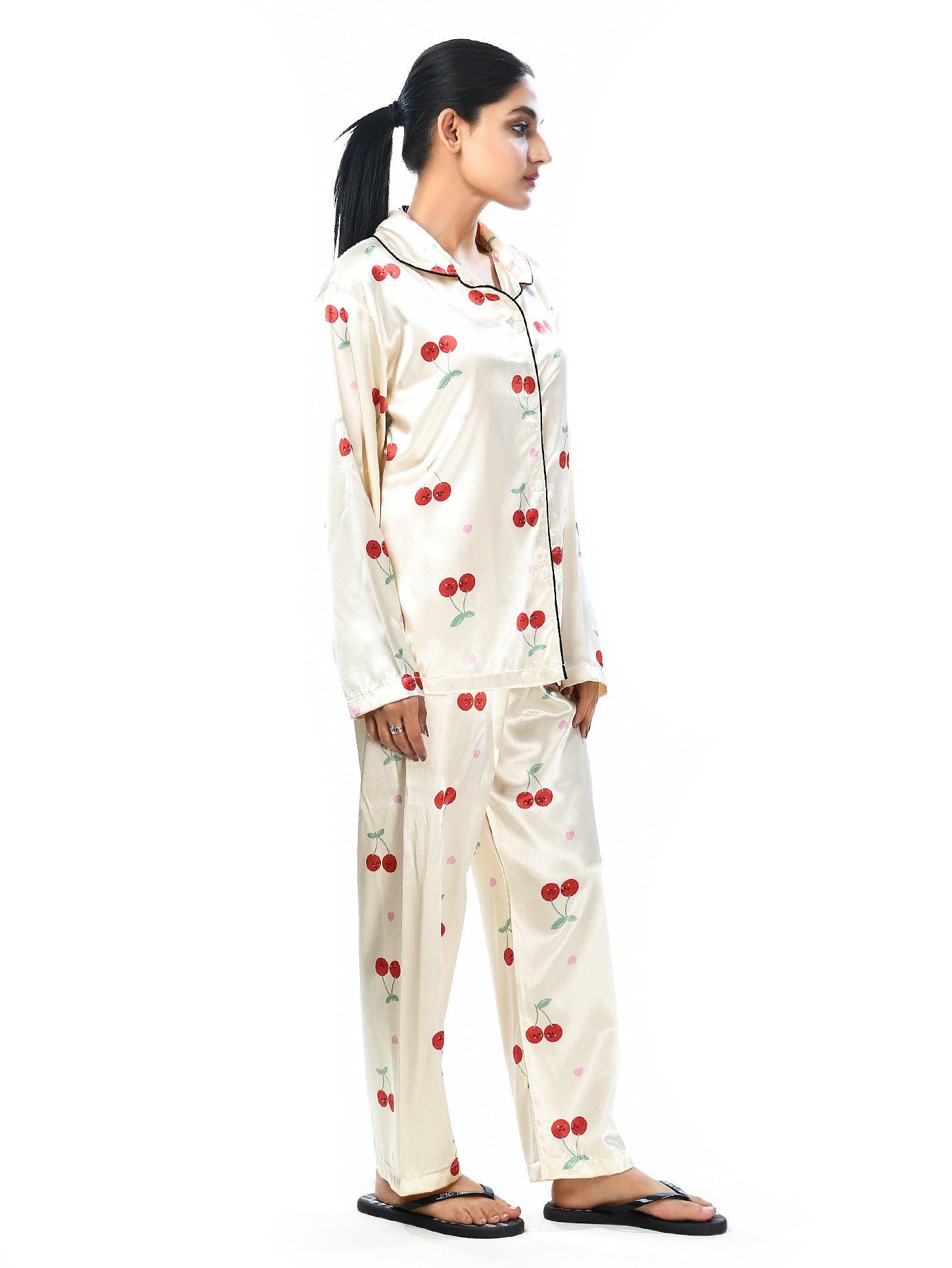 Silk Cherry Printed Sleep Wear