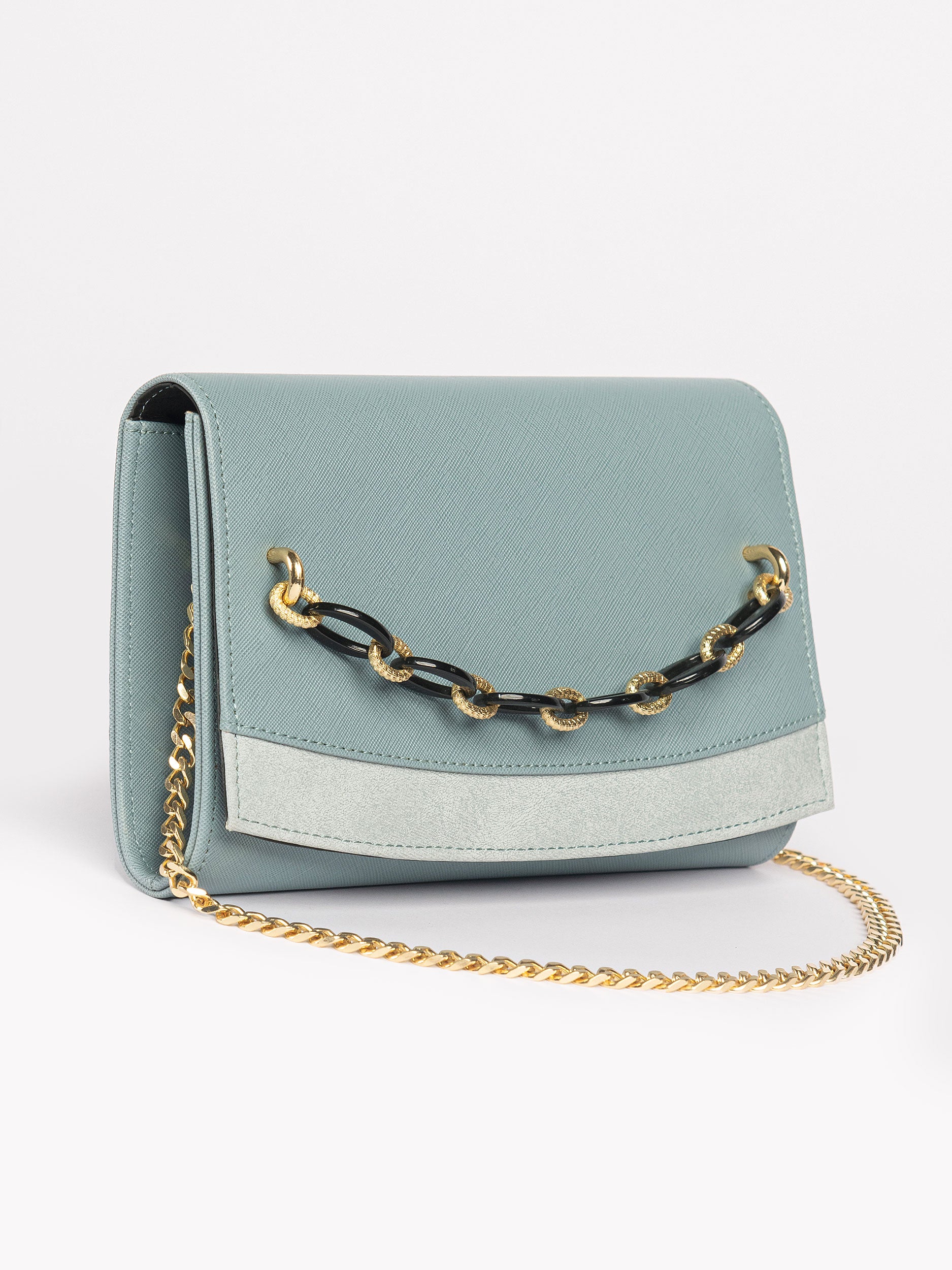 Clutch With Chain Embellishment