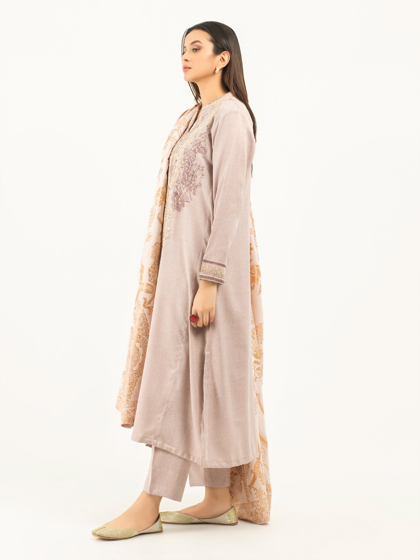 3 Piece Karandi Suit-Embroidered (Pret)