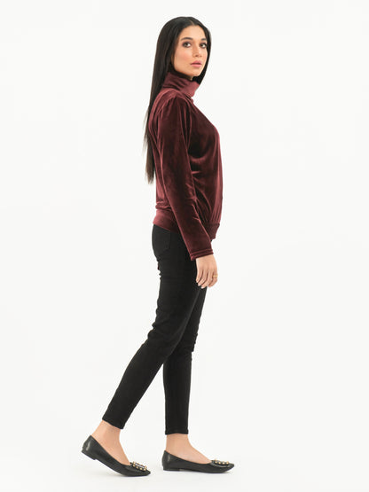 Turtle Neck Velvet Top