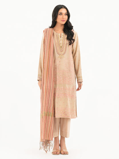 3 Piece Karandi Suit-Embroidered (Pret)