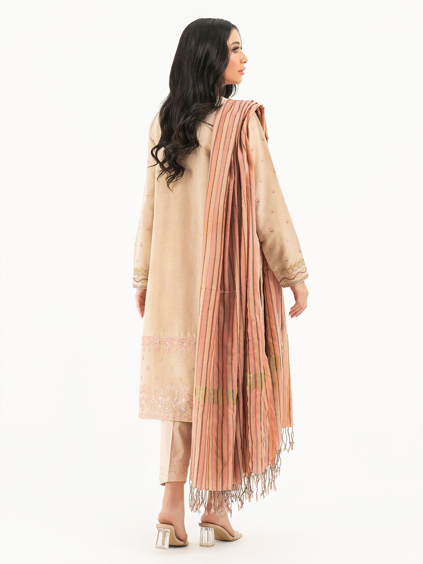 3 Piece Karandi Suit-Embroidered (Pret)