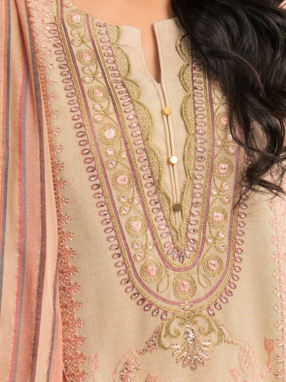 3 Piece Karandi Suit-Embroidered (Pret)