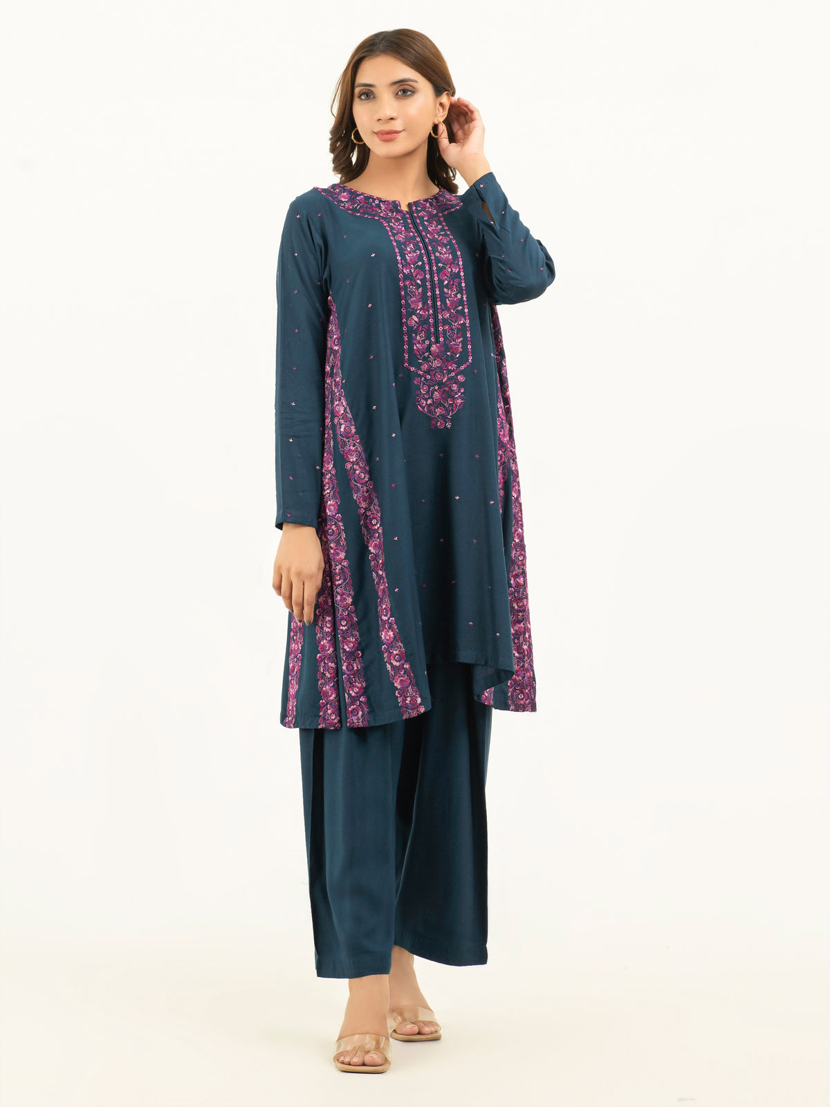 2 Piece Linen Suit-Embroidered (Pret)