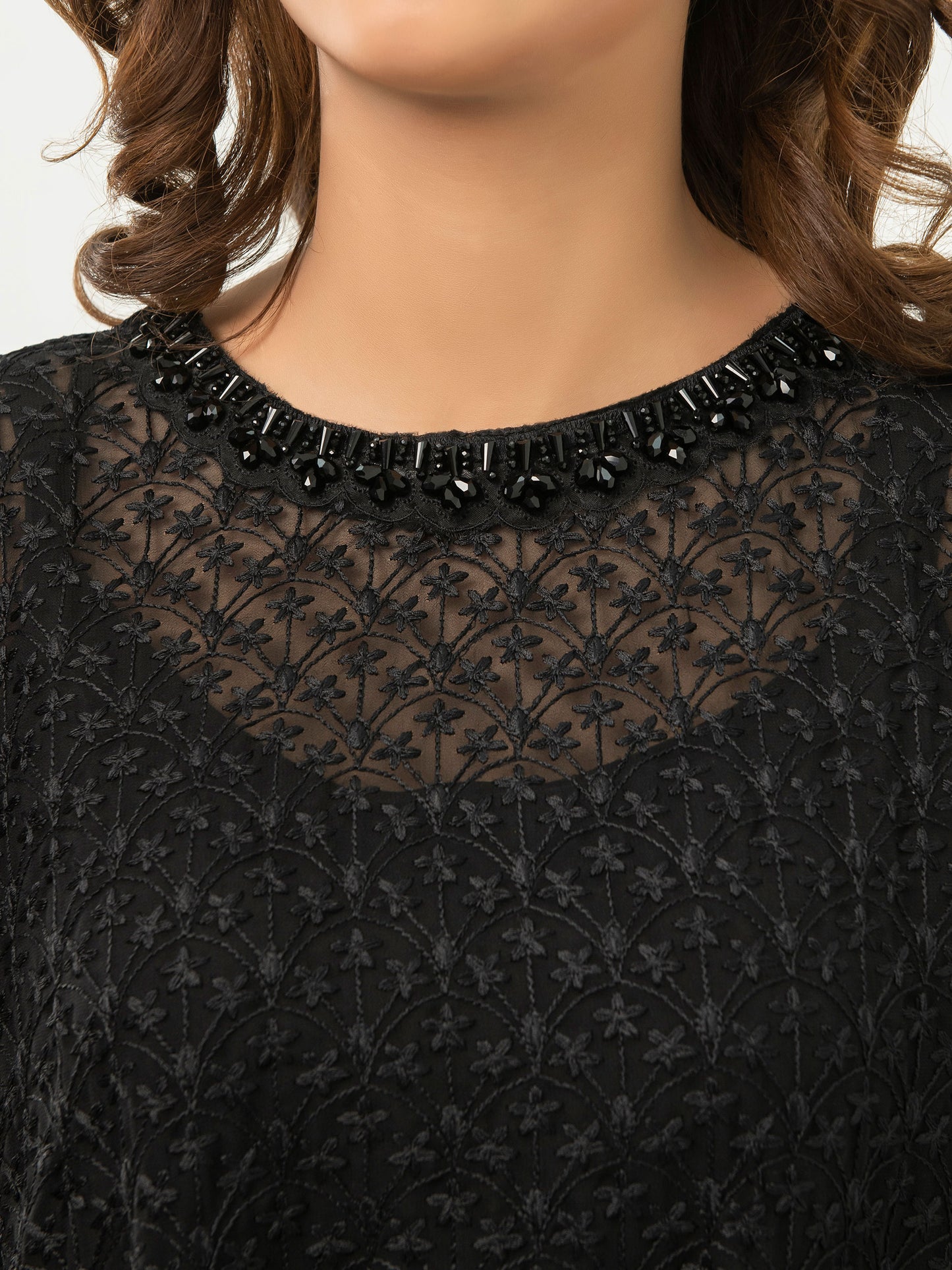 3 Piece Chiffon Suit-Embroidered (Pret)