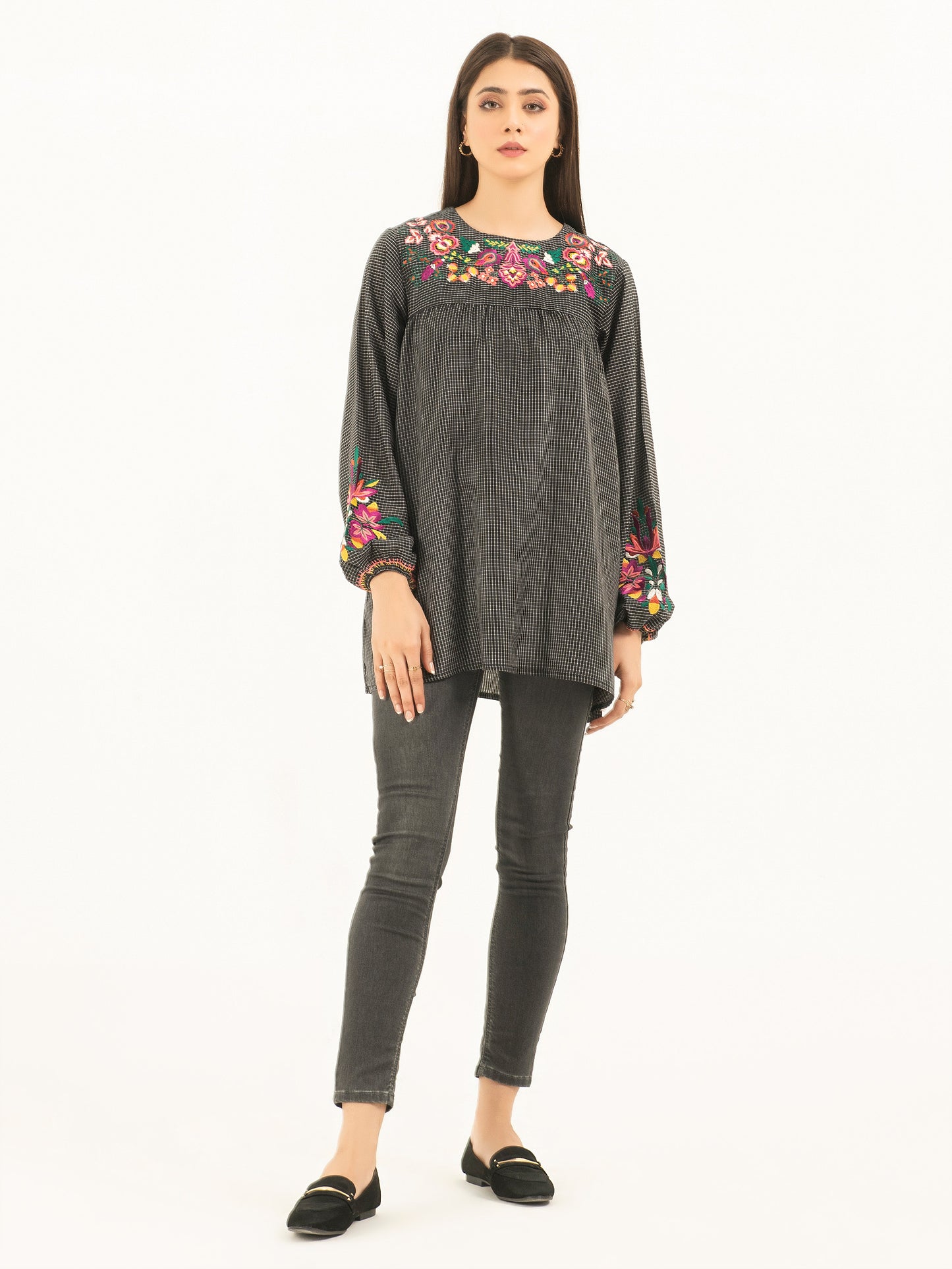 Poplin Kurti-Embroidered (Pret)