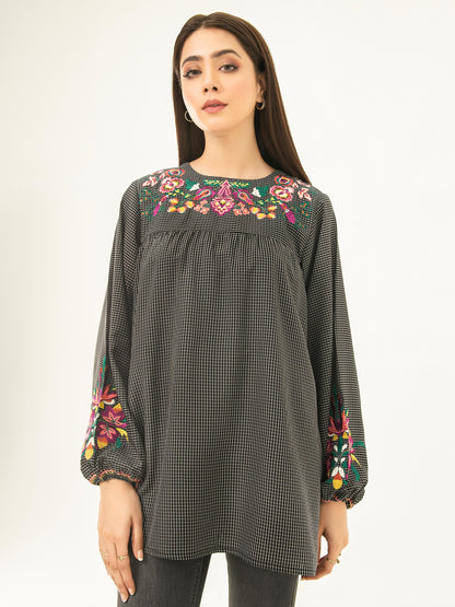 Poplin Kurti-Embroidered (Pret)