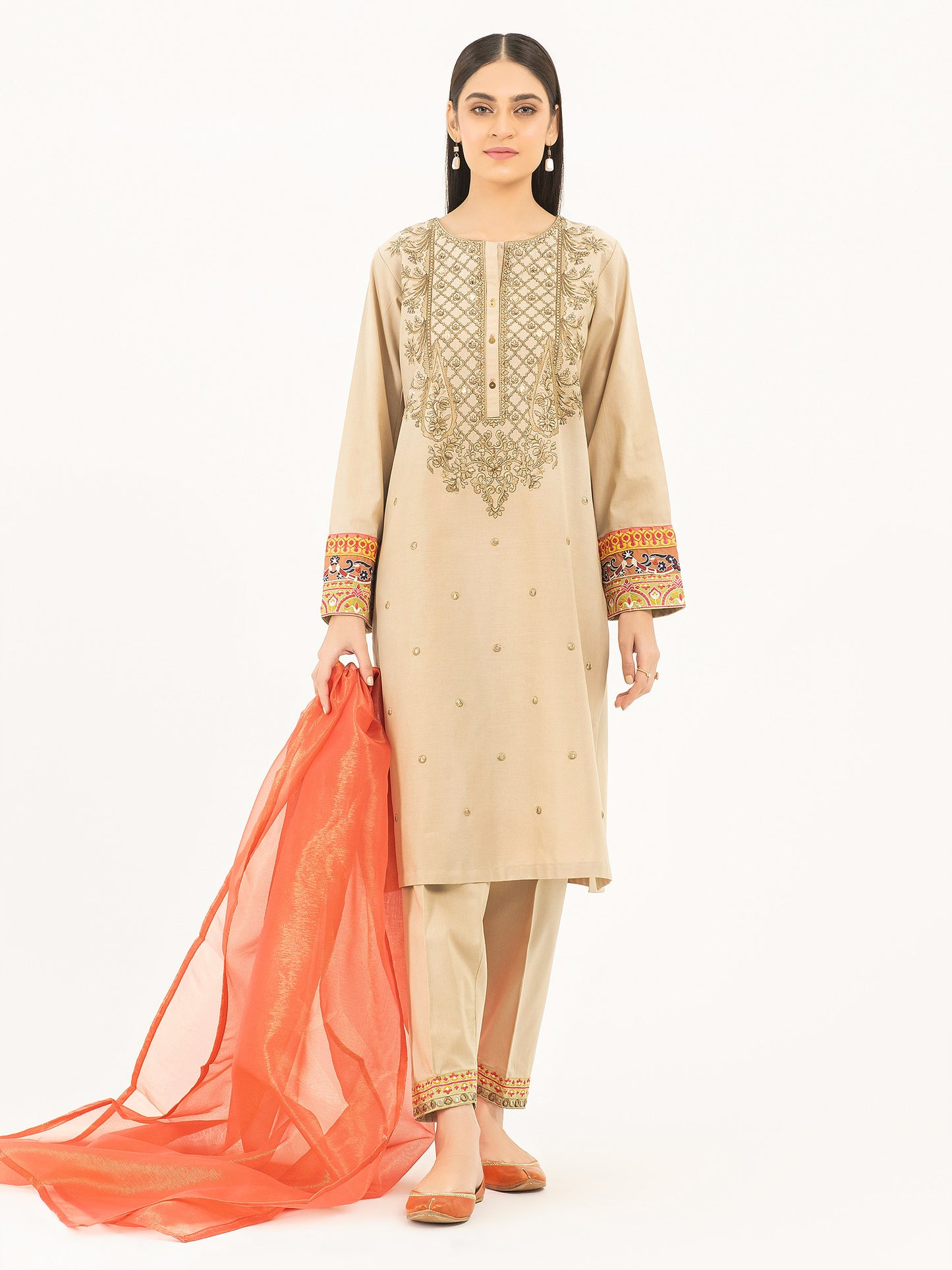 3 Piece Winter Cotton Suit-Embroidered (Pret)