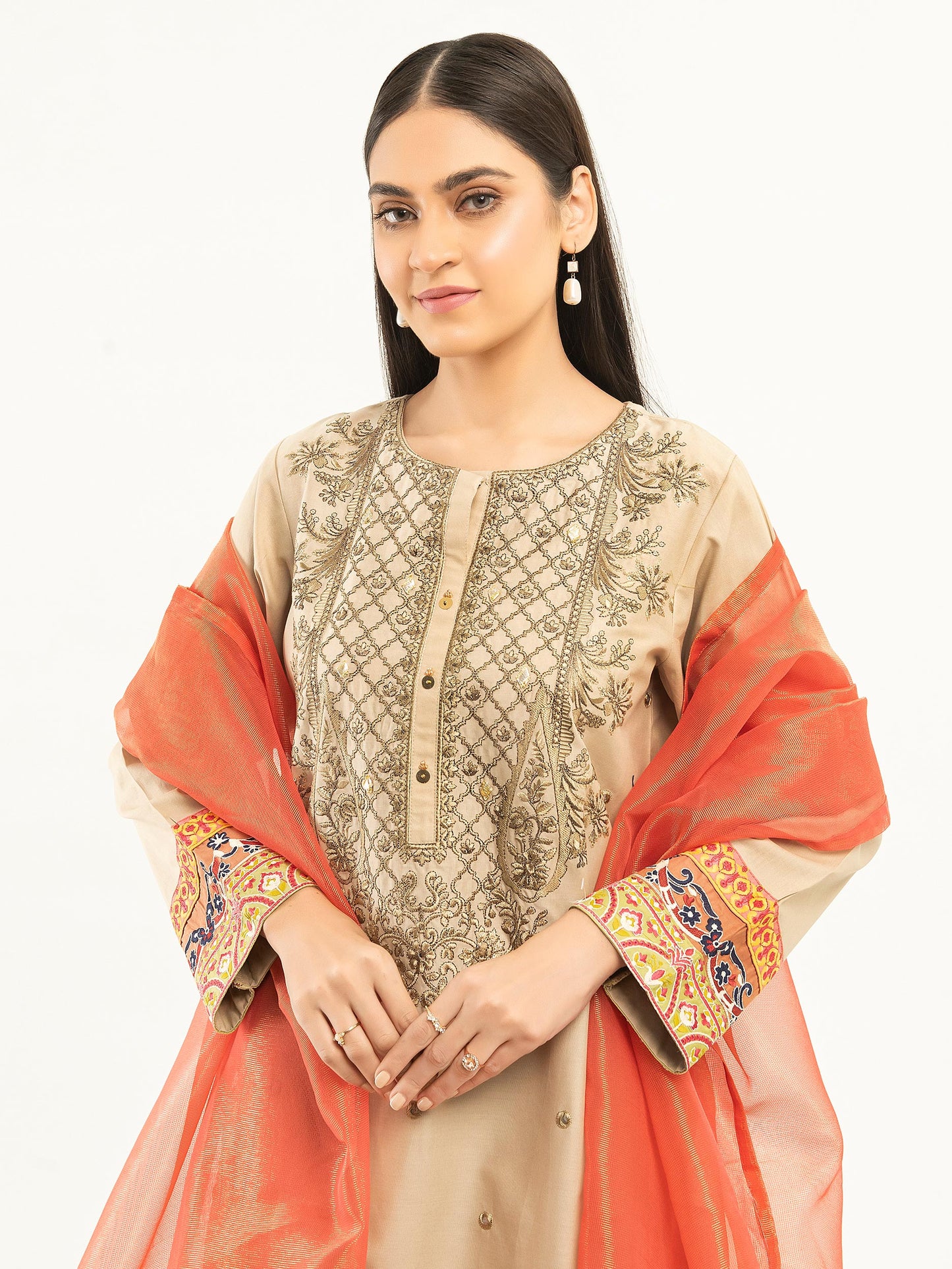 3 Piece Winter Cotton Suit-Embroidered (Pret)