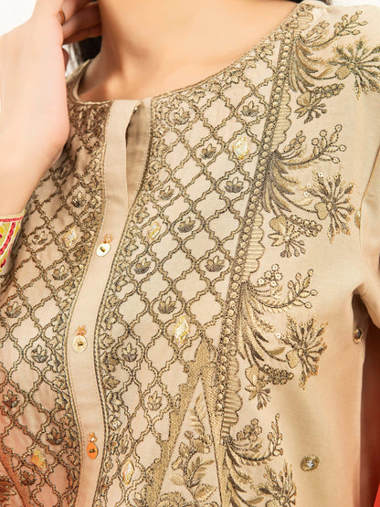 3 Piece Winter Cotton Suit-Embroidered (Pret)