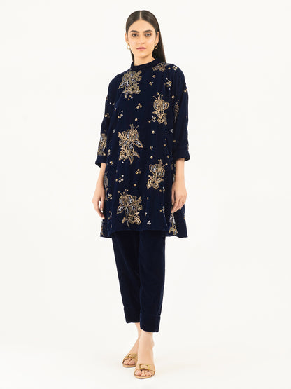 2 Piece Velvet Suit-Embellished (Pret)