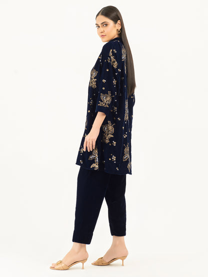 2 Piece Velvet Suit-Embellished (Pret)