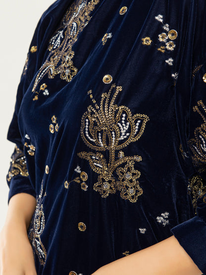 2 Piece Velvet Suit-Embellished (Pret)