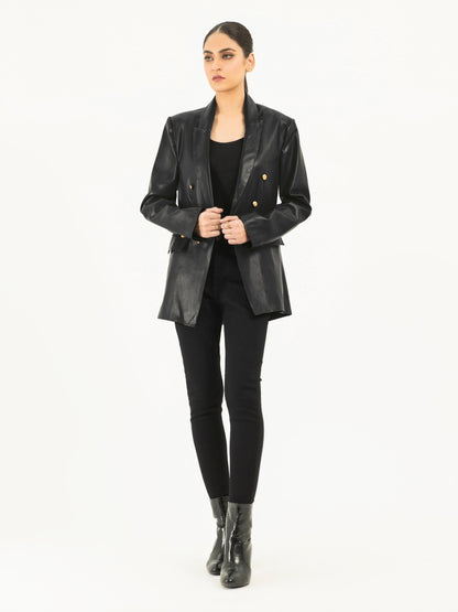 Double Breasted Leather Jacket