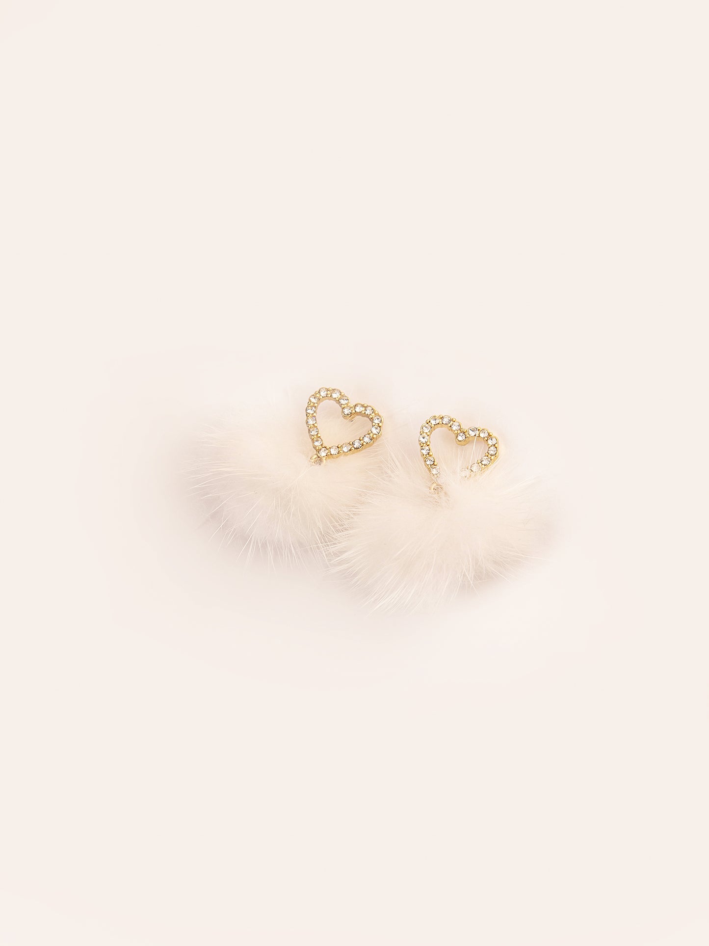 Embellished Heart Pompom Earrings