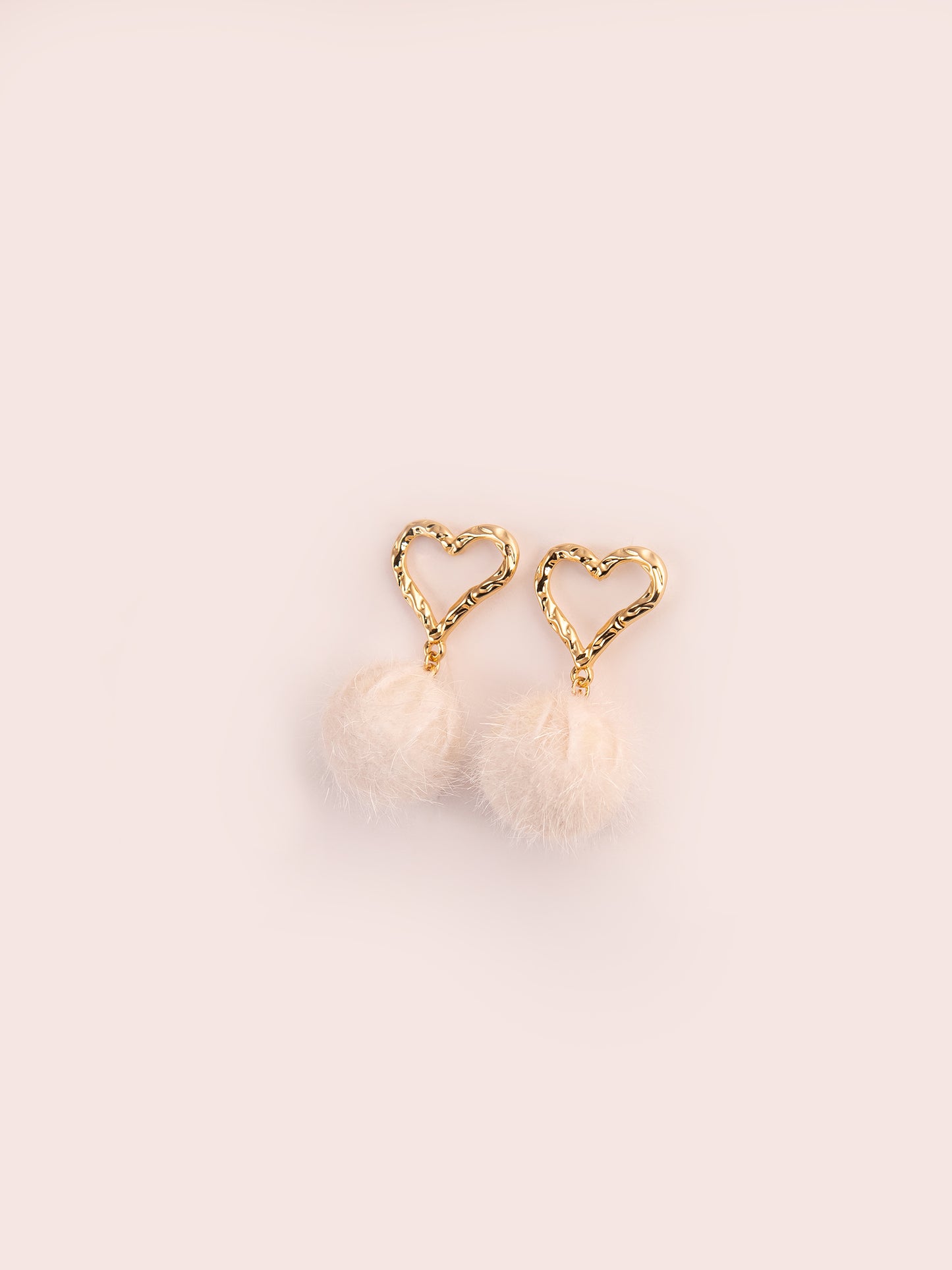 Heart Pompom Earrings