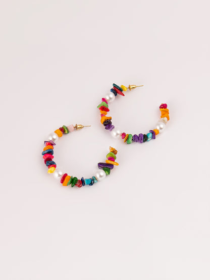 Beaded C-Hoop Earrings